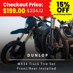 Motorcycle Dirtbike Dunlop MX34 Track Tire Set Front/Rear Installed (at Location: Fullerton CA)