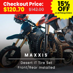 Motorcycle Dirtbike Maxxis Desert IT Tire Set Front/Rear Installed (at Location: Fullerton CA)