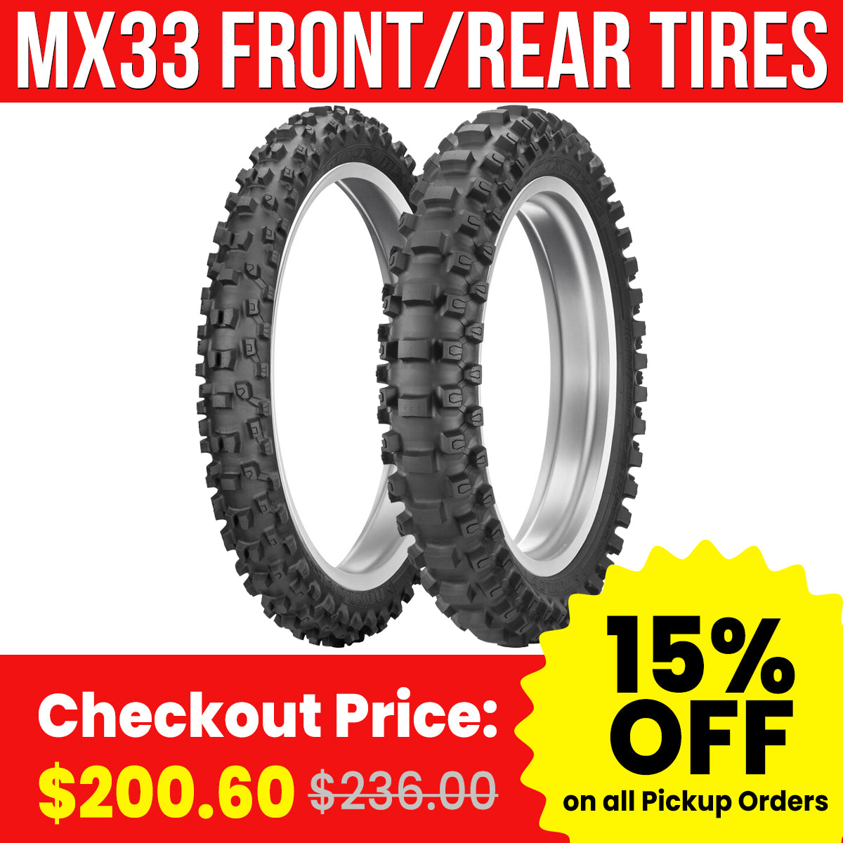 Dunlop MX33 Set Front/Rear Off-Road Tires-MX33Set