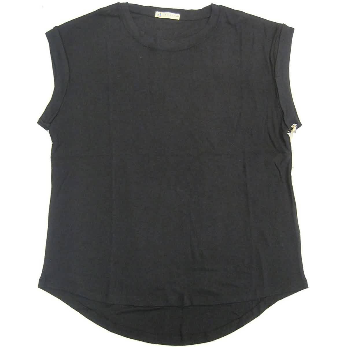 Rusty Blank Rib Rolled Women's Tank Shirts - Black