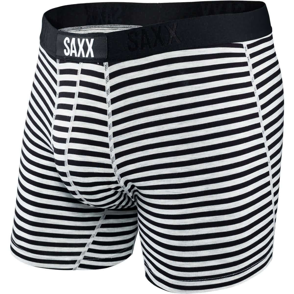 Saxx Vibe Boxer Men's Bottom Underwear - Black Stripe / Large