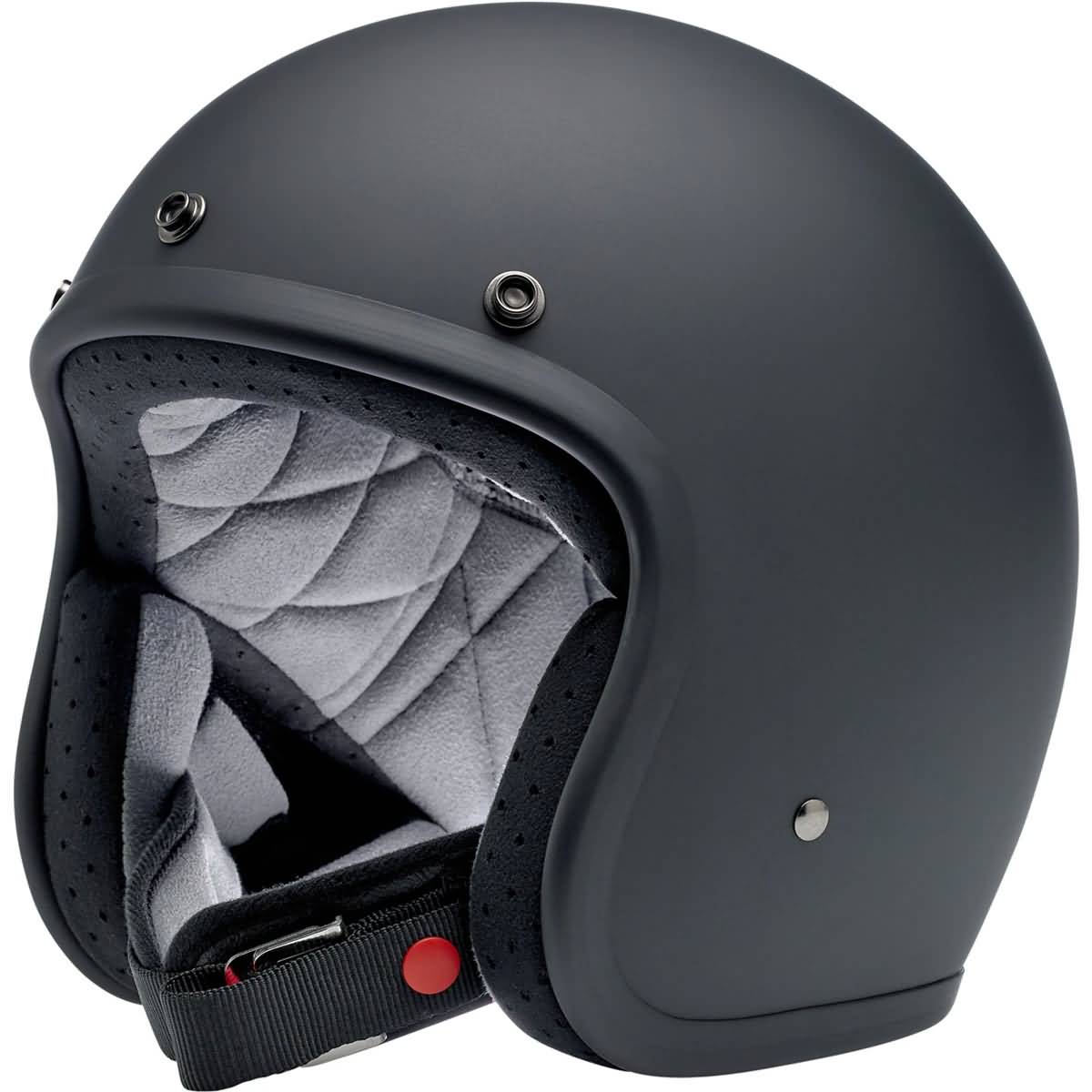 Biltwell Bonanza Flat Adult Cruiser Helmets-BH-BLK-FL-DOT