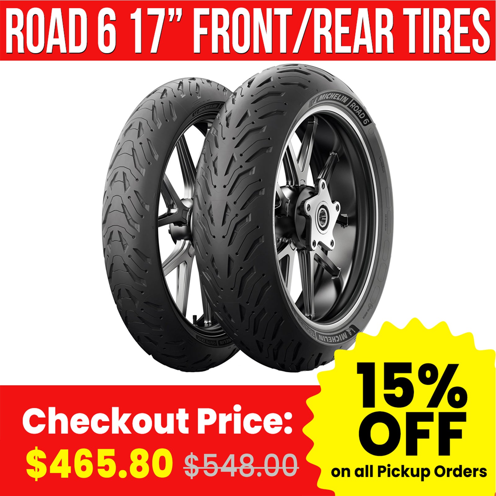 Michelin Road 6 17" Sportbike Or Touring Tire Set